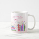 Bokar Shelf Stacks Bra Day Watercolor Flowers Kaffemugg<br><div class="desc">Kläck upp med en klassisk bok och din valfria dryck! Elegant handmålad vattenfärgsgrafik, parad med ditt namn personlig och citatet "Det är en bra dag att läsa en bok!" Förpackningar med bokar lodrät och vågrät med vilda blommor och vinstockar över blekens rosa (färg kan ändras). Art av internationellt licensierad konstnär...</div>