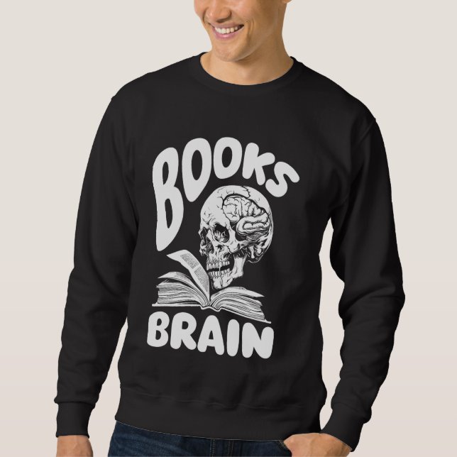 Bokar Skull Bookworm Literature Writer - Novel Boo Lång Ärmad Tröja (Framsida)