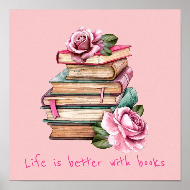 Bokar slogan i klassrum eller bibliotek barn poster (Framsidan)