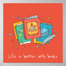 Bokar slogan, klassrum eller bibliotek barn rum poster