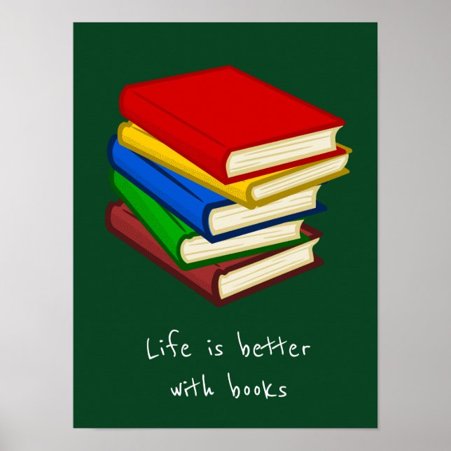 Bokar slogan, klassrum eller bibliotek barn rum poster (Framsidan)