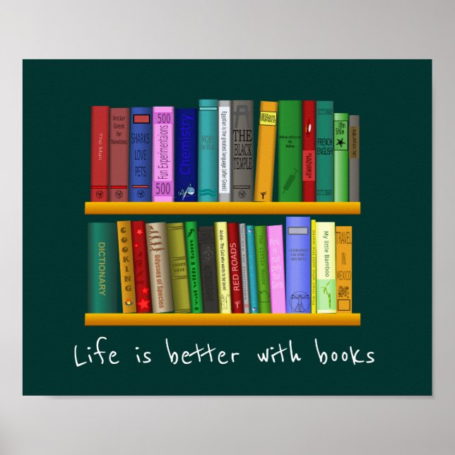 Bokar slogan, klassrum eller bibliotek barn rum poster (Framsidan)