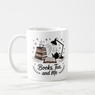 Bokar Tea och Me Mysigt minimalistiskt svart vitt Kaffemugg