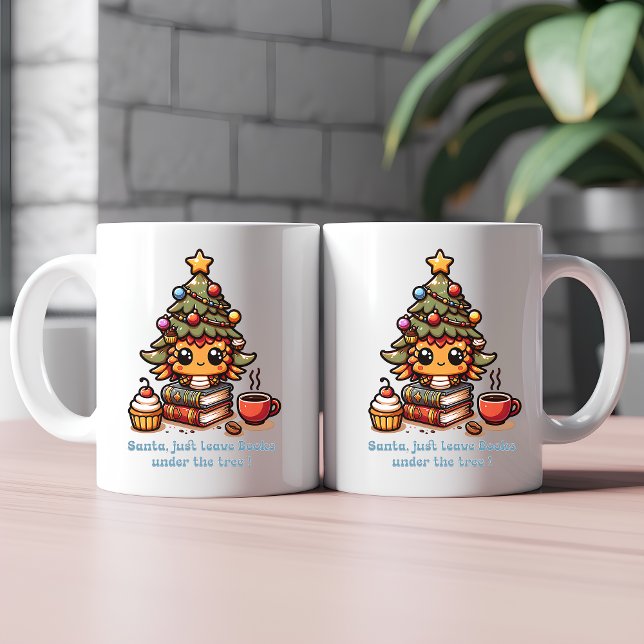 Bokar under kawaii Julgran - Funny Santa Kaffemugg (Skapare uppladdad)