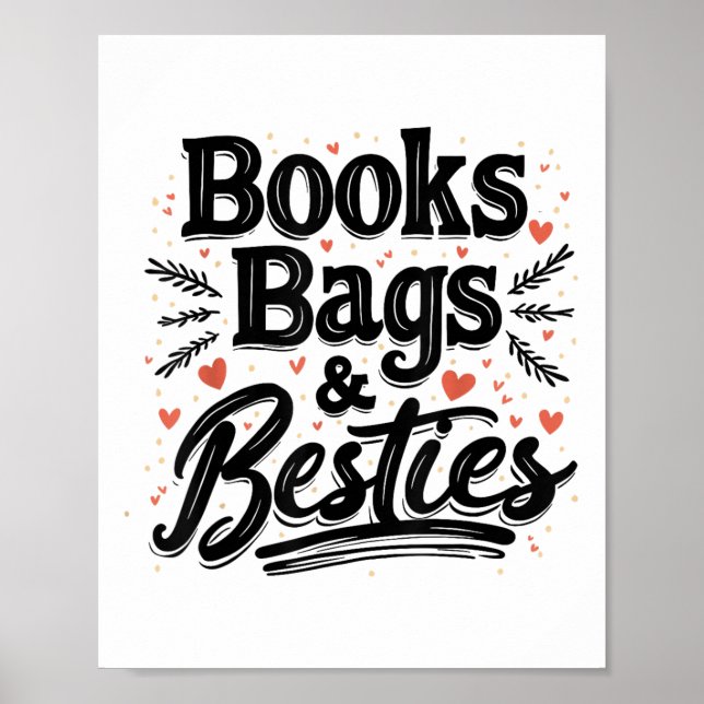 Bokar väskor&stämpel; Besties Outfit Back to schoo Poster (Framsidan)