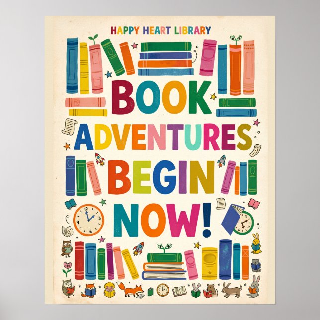 Bokäventyr bibliotek poster (Framsidan)