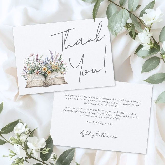 Bokblommor Tack Kort (Book Floral Thank You )