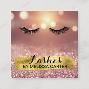 Bokeh Beauty Salon Makeup Artist Lash Extensions Fyrkantigt Visitkort