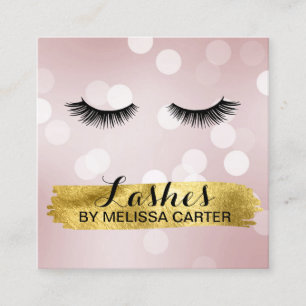 Bokeh Beauty Salon Makeup Artist Lash Extensions Fyrkantigt Visitkort