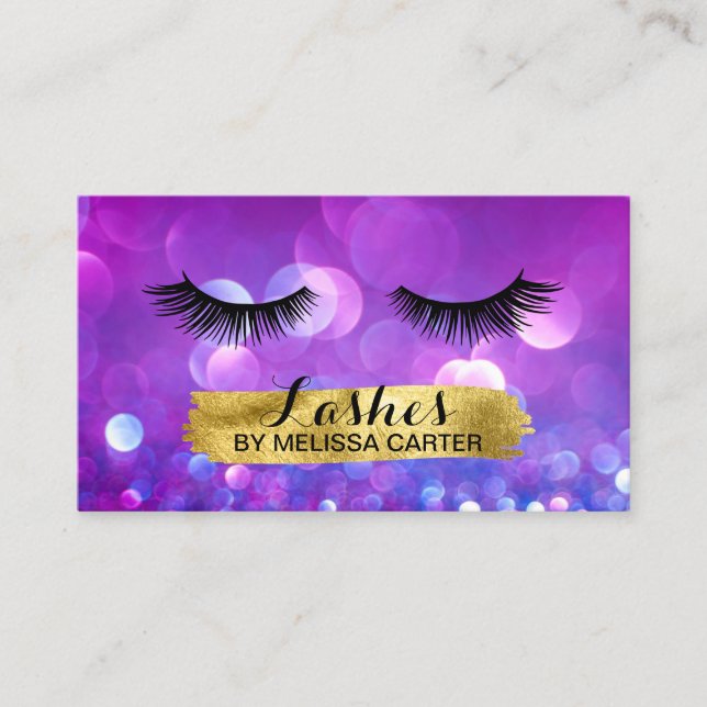 Bokeh Beauty Salon Makeup Artist Lash Extensions Visitkort (Framsida)