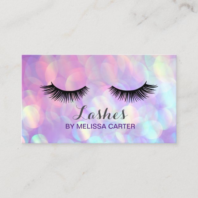 Bokeh Beauty Salon Makeup Artist Lash Extensions Visitkort (Framsida)