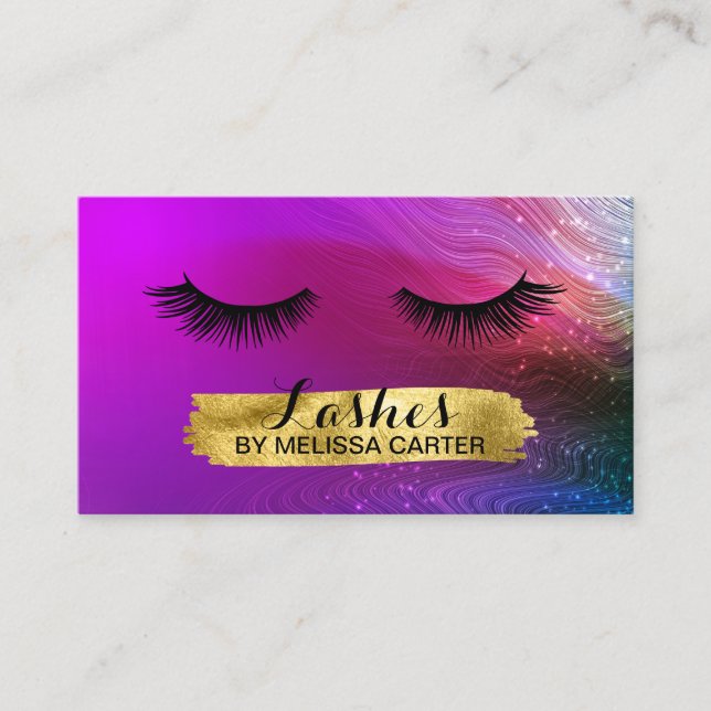 Bokeh Beauty Salon Makeup Artist Lash Extensions Visitkort (Framsida)