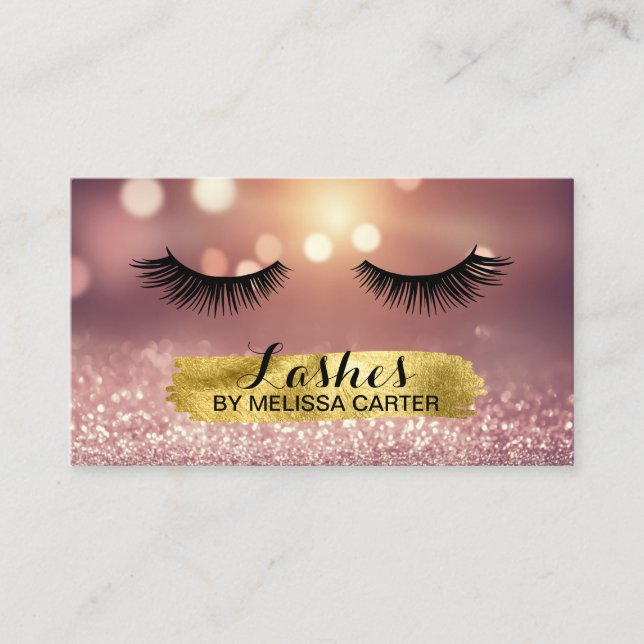 Bokeh Beauty Salon Makeup Artist Lash Extensions Visitkort (Framsida)
