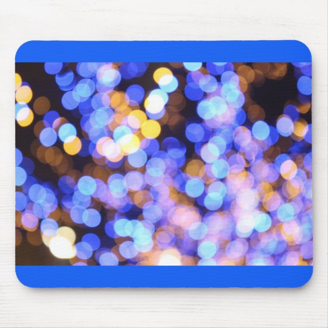 Bokeh Blue Guld Ljus Modern Gift Musmatta (Framsidan)