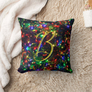 Bokeh Colorful Burry jul Ljus Monogrammed Kudde