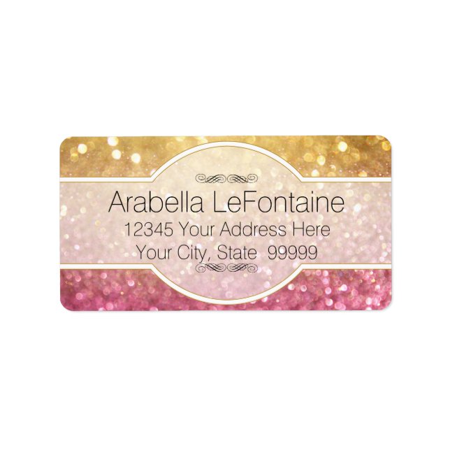 Bokeh Elegant Events Adressetiketter Glitter (Framsidan)