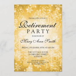 Bokeh för vinter för elegantt pensionparty guld- inbjudningar