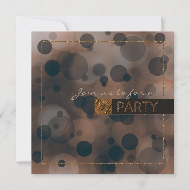 Bokeh Glam Brown Beige & Guld PARTY:s inbjudningar (Framsida)