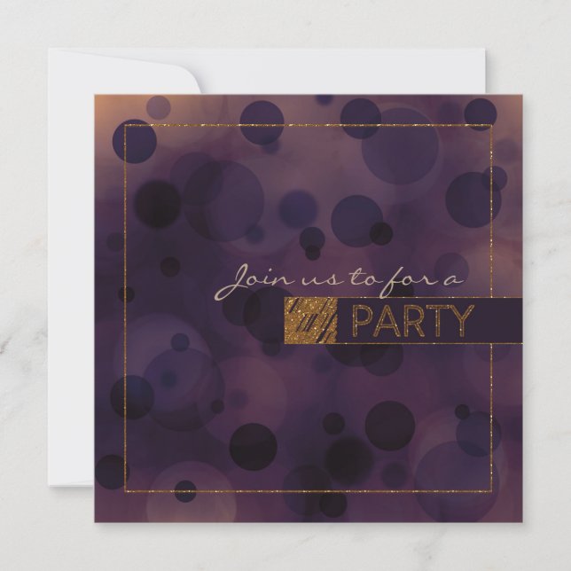 Bokeh Glam Lila & Guld PARTY Inbjudningar (Framsida)