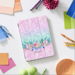 Bokeh Glitter & Colorful Flowers Bouquet iPad Pro Skydd<br><div class="desc">Rosa och mynta grönt med glitter-bakgrund accentuerad med färgämnen blommor bouquet. Anpassningsbar monogram.</div>