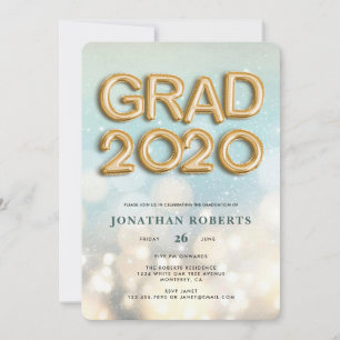 Bokeh Gold Foil Grad 2020 Inbjudningar