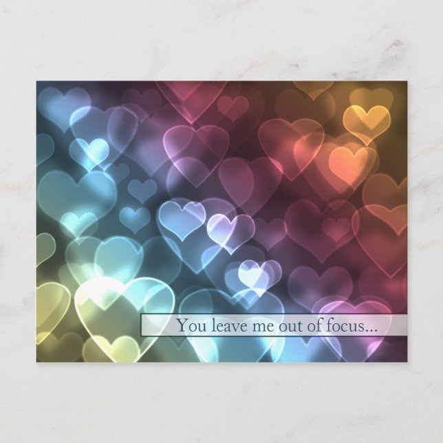 Bokeh Hearts Valentine Postcard Helg Vykort (Framsida)