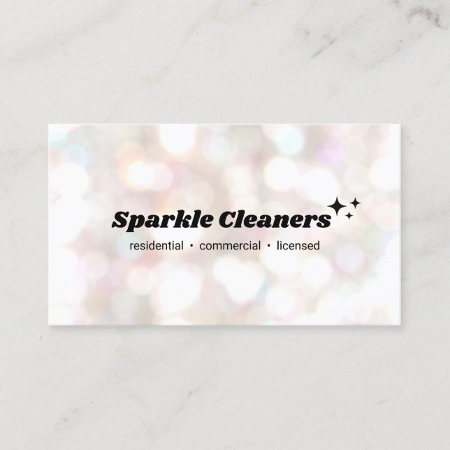 Bokeh House Cleaner Service Stars Visitkort (Framsida)