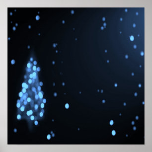 Bokeh Julgran Background - Blue Poster