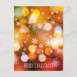 Bokeh Levande Ljus Snöflingor - Modern Jul Helg Vykort