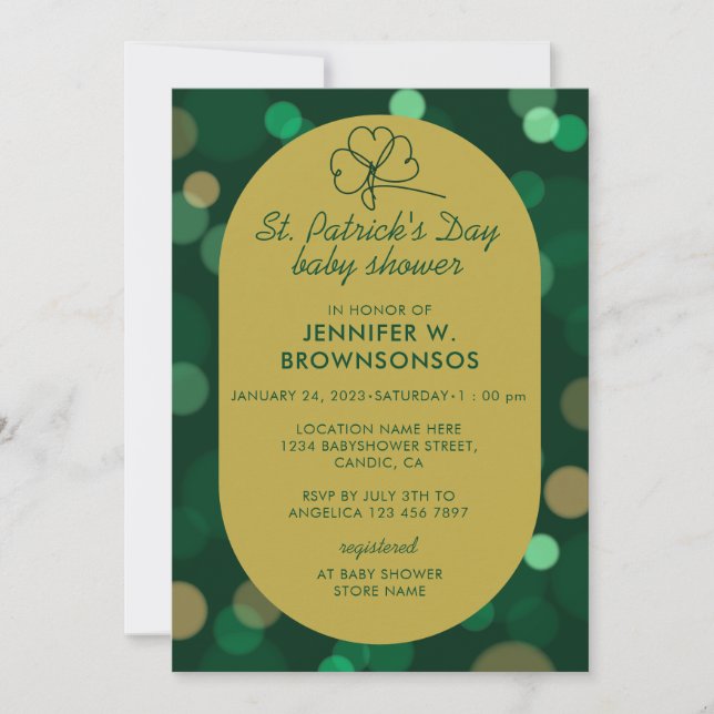 Bokeh Lucky St Patrick-dagsfirande Inbjudningar (Framsida)