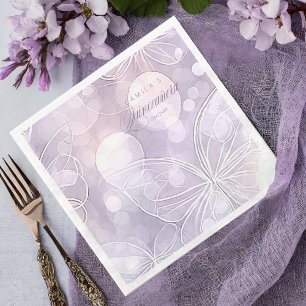 Bokeh och Butterfly Quinceanera Lavender ID1030 Pappersservett