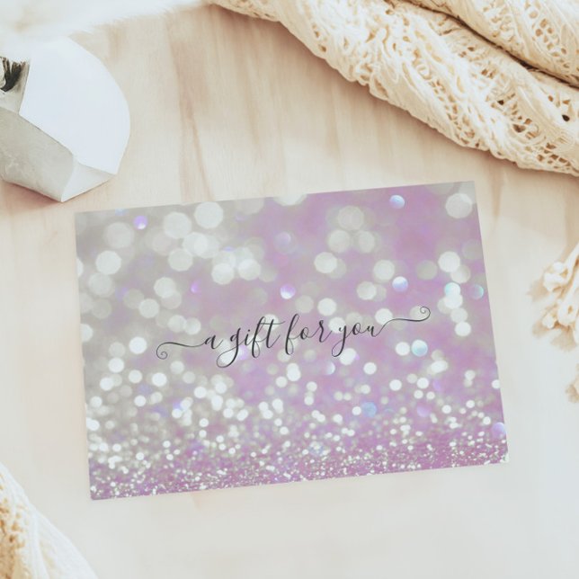 Bokeh Pastel Lila Script Font Gift-certifikat Visitkort (Skapare uppladdad)