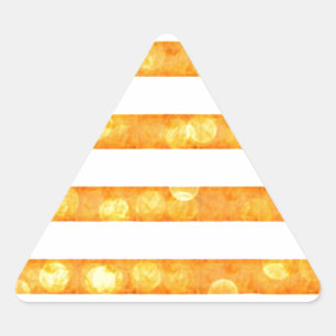 Bokeh-ränder orange och vit triangelformat klistermärke