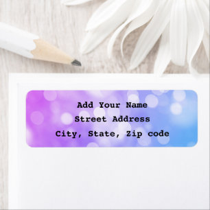 Bokeh Rosa Lila Blue Ombre Gnistra Glittery Coola Returadress Etikett