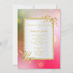 Bokeh rosa lila guld löv ELEGANT BRÖLLOP Inbjudningar