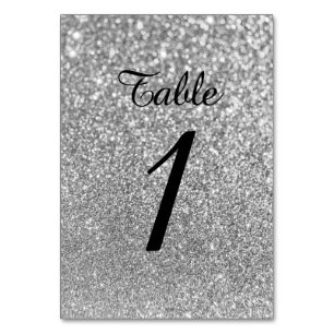 Bokeh Silver Glitter Modern kalligrafi Bordsnummer