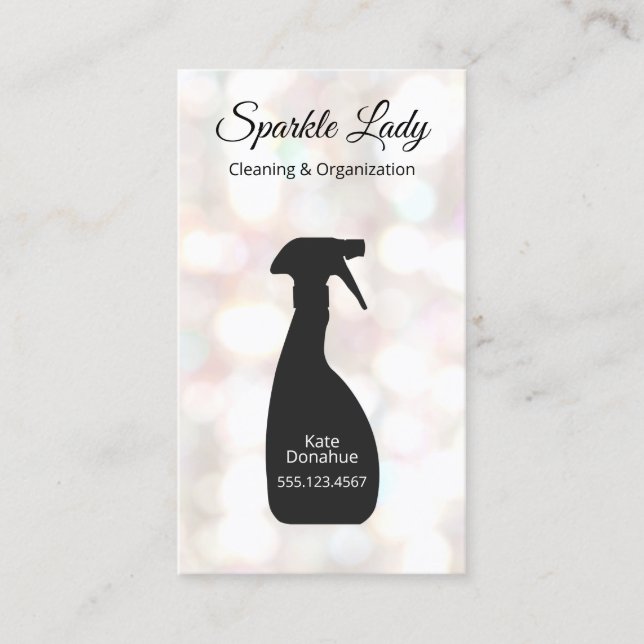 Bokeh Spray Flaska House Städning Logotyp Business Visitkort (Framsida)