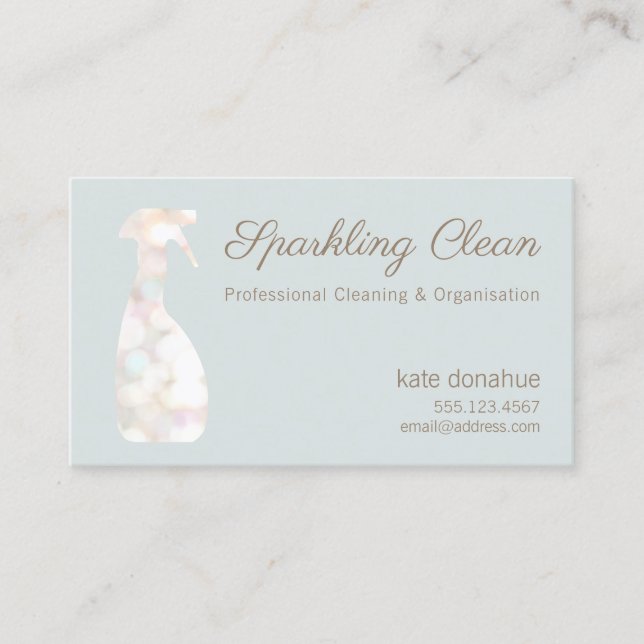 Bokeh Spray Flaska House Städning Logotyp Business Visitkort (Framsida)