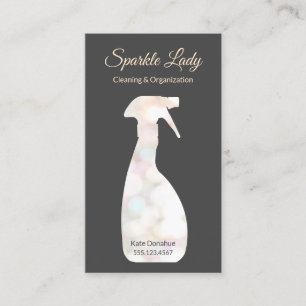 Bokeh Spray Flaska House Städning Logotyp Business Visitkort