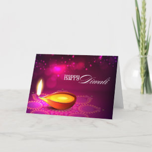 Bokeh tänder den Diwali lampan Kort