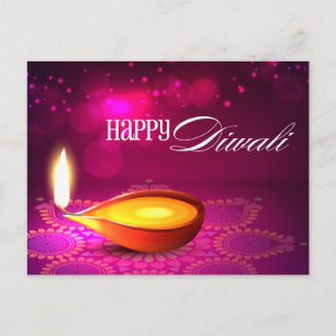 Bokeh tänder den Diwali lampan Vykort