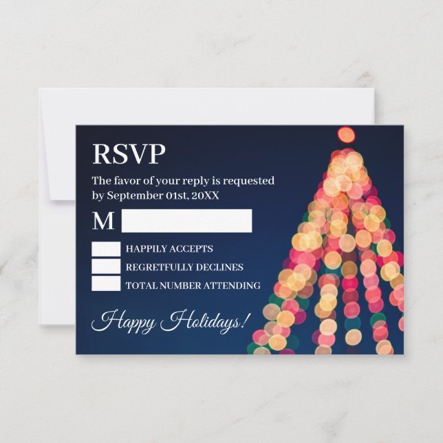 Bokeh Träd Ljussättning, Jul RSVP OSA Kort (Framsida)