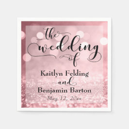 Bokeh Typografi över ro Glitter vid Bröllop Pappersservett