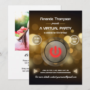 Bokeh Virtuell Födelsedagsfest Photo Inbjudningar