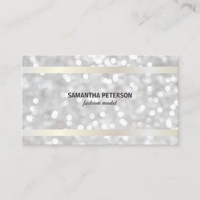 Bokeh White Guld Banding Visitkort (Framsida)