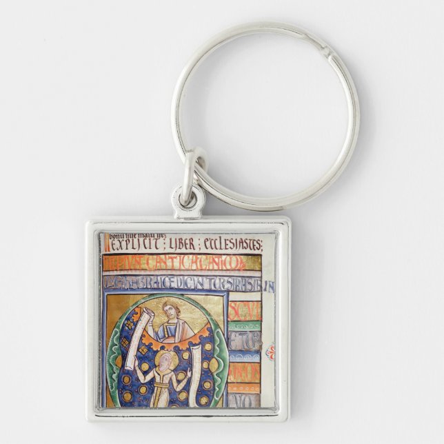 Boken av Ecclesiastes Fyrkantig Silverfärgad Nyckelring (Framsidan)