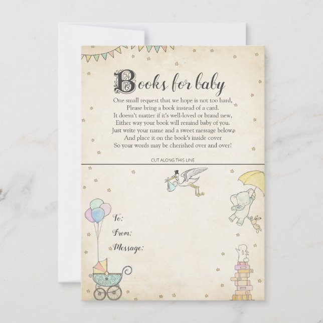 Boken för berättelsebokbaby shower pläterar kortet inbjudningar (Framsida)