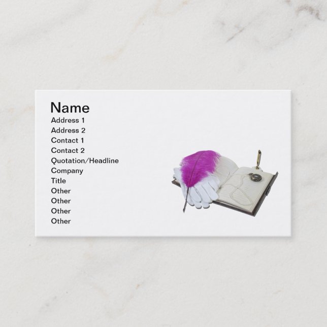 Boken skrivar handskeklockan visitkort (Framsida)