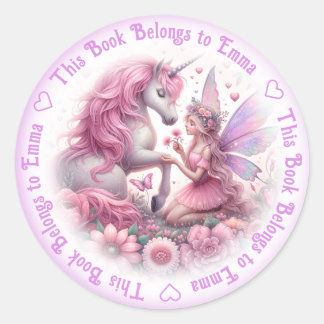 Boketikett Enhörningar Runt Klistermärke