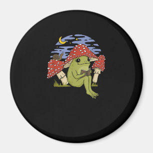 Bokfantastig groda med svamp hatt cottagecore gobl magnet